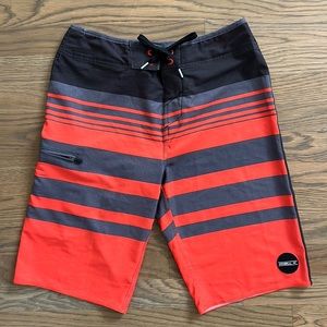 O'Neill Boardshorts sz 29 Men's Hyperfreak Orange Grey Stripes Color Block Beach